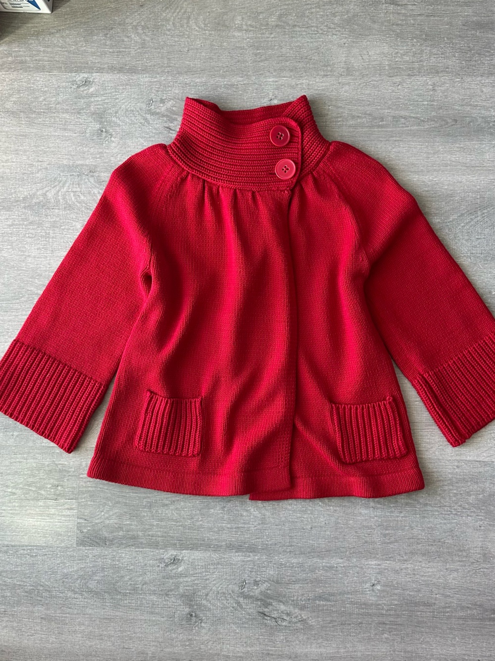 Jones New York Red Knit Button Babydoll Jacket Cardigan Coquette